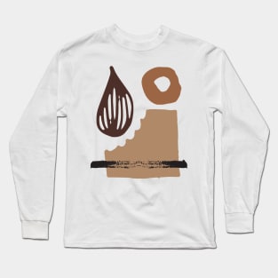 Minimal Modern  Abstract Shapes  Warm Tones  Design Long Sleeve T-Shirt